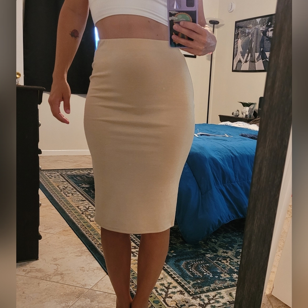 Doublju Beige Pencil Skirt